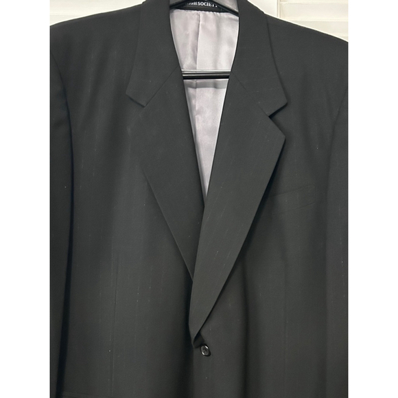Anglia of England 100% Wool Pinstriped Suit Jacket & Pants | Size 45R | Black - Picture 6 of 16